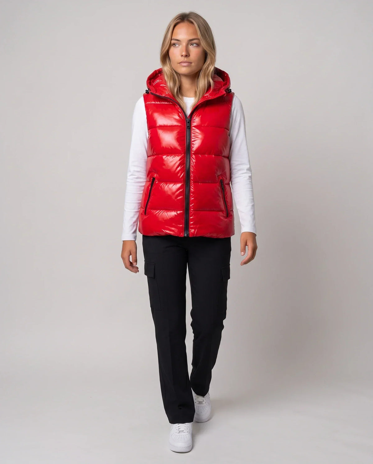 Metallic Hooded Puffer Gilet