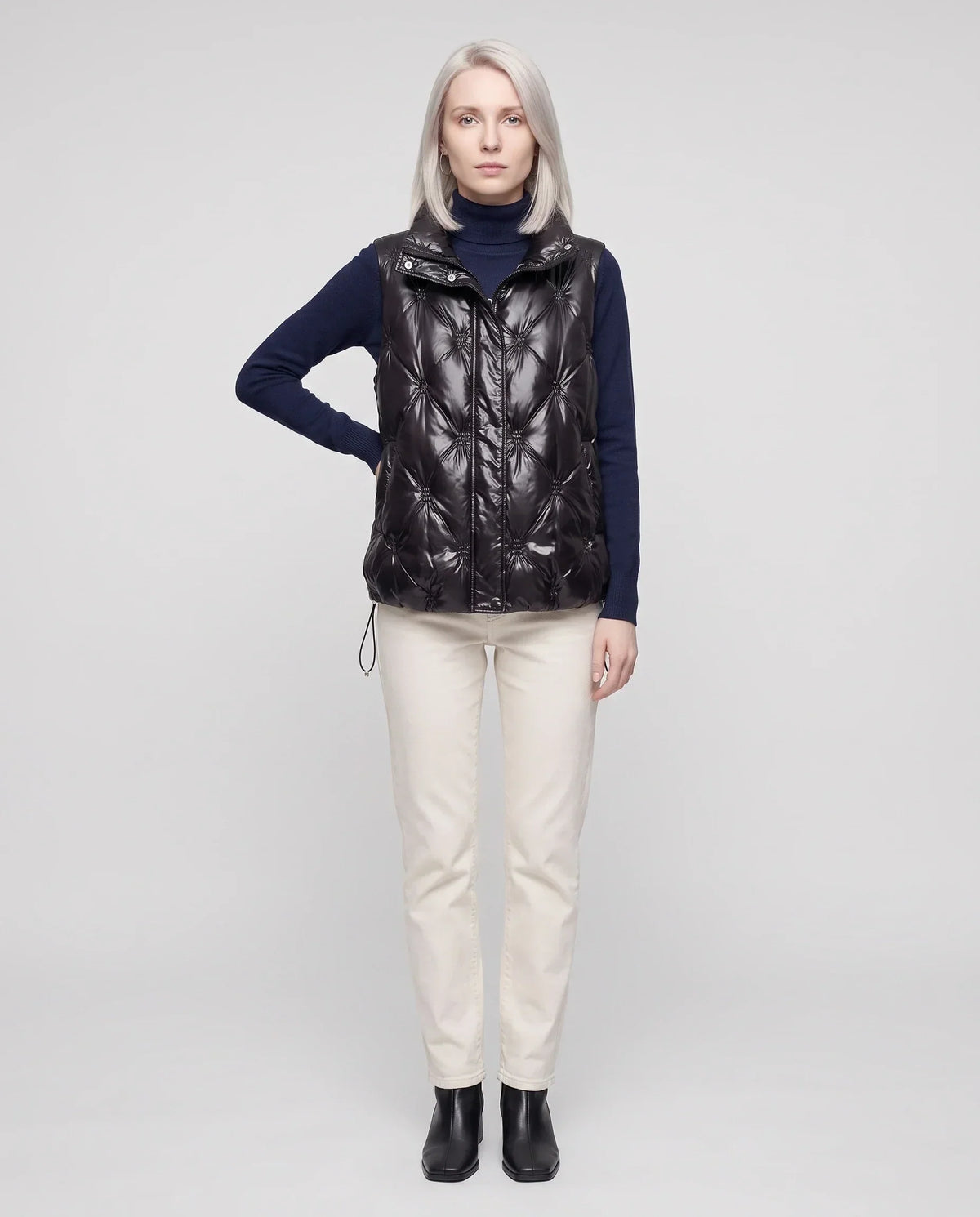 Satin Diamond-Quilted Puffer Gilet