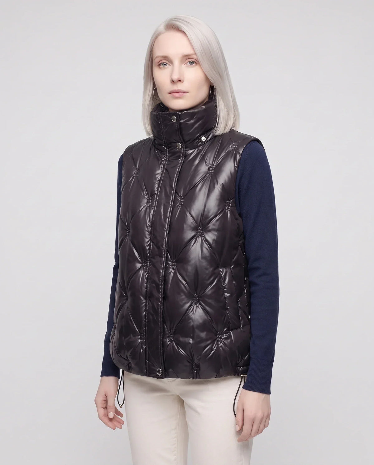 Satin Diamond-Quilted Puffer Gilet
