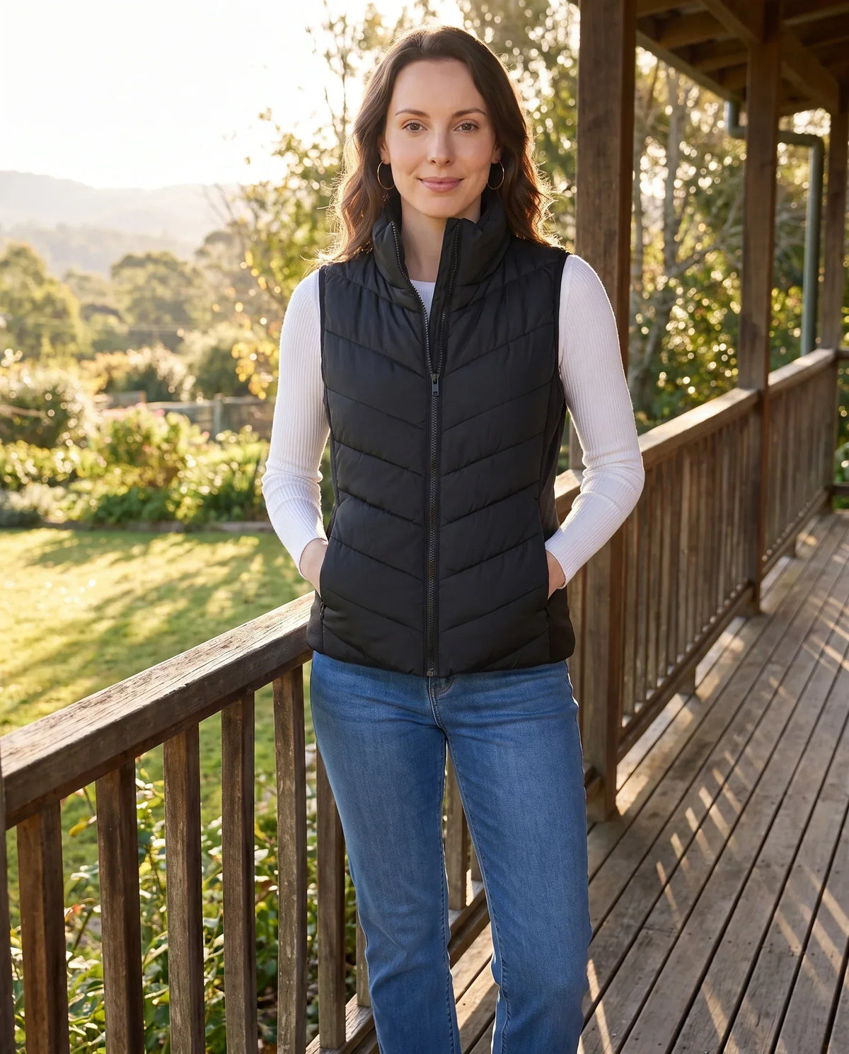 Fitted Sleeveless Puffer Gilet