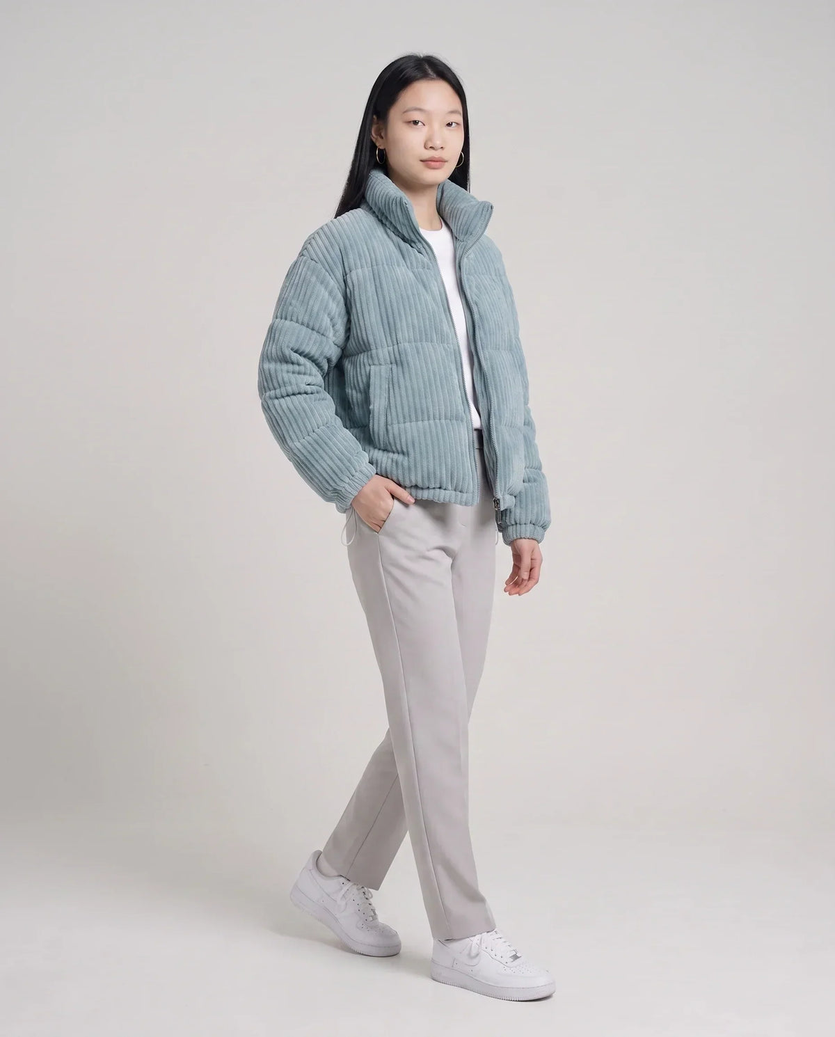 Short Corduroy Puffer Jacket