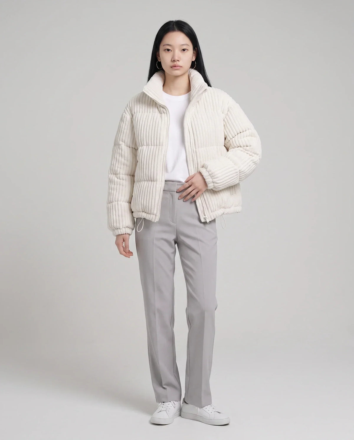 Short Corduroy Puffer Jacket
