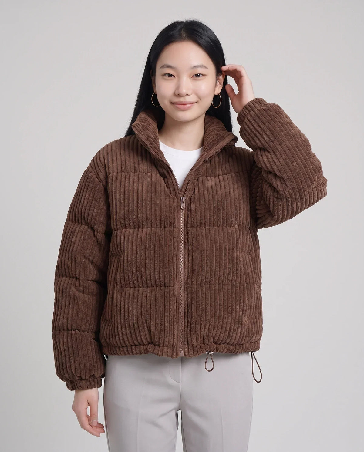 Short Corduroy Puffer Jacket