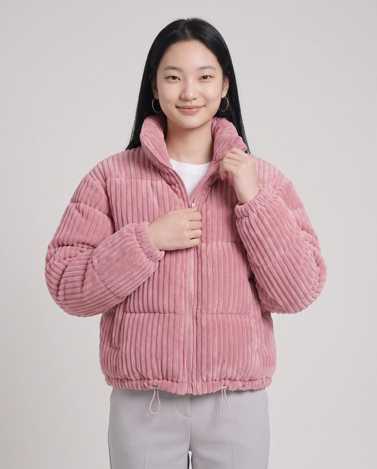 Short Corduroy Puffer Jacket