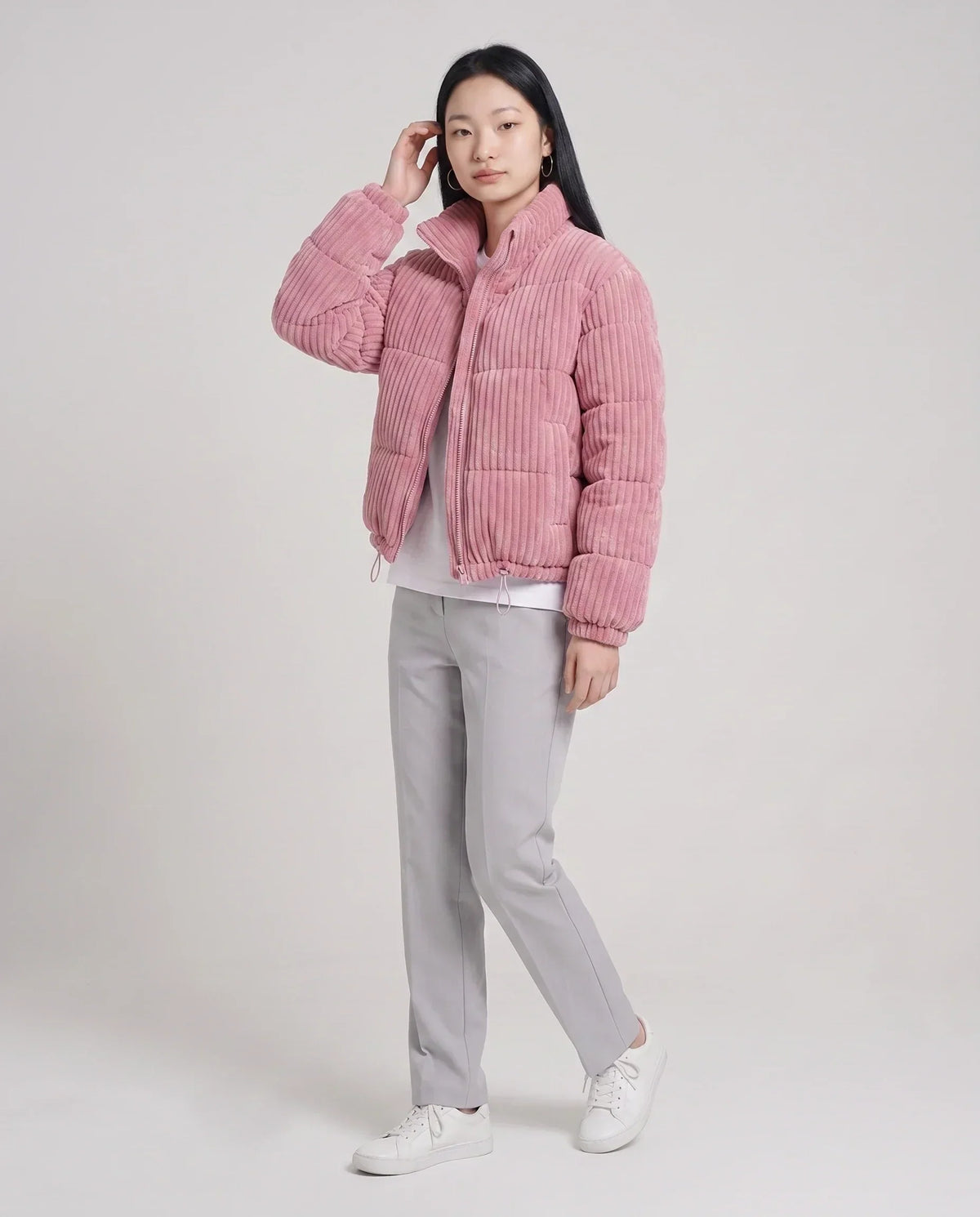 Short Corduroy Puffer Jacket