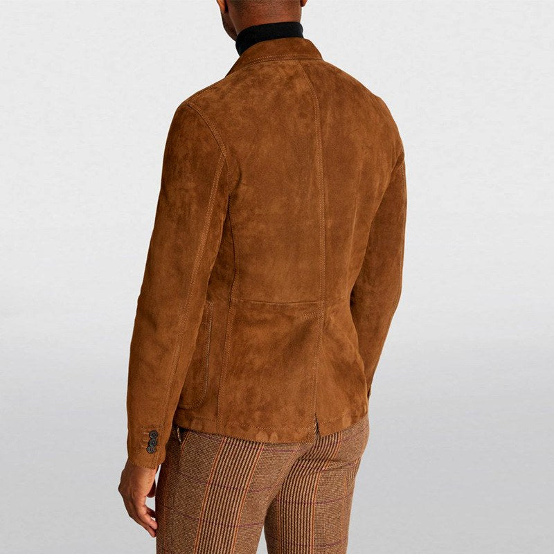 Douglas - Men's Faux Suede Notch Lapel Blazer with Pockets