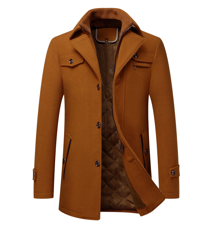 Dominik | Men's Insulated Wool Coat with Double Collar