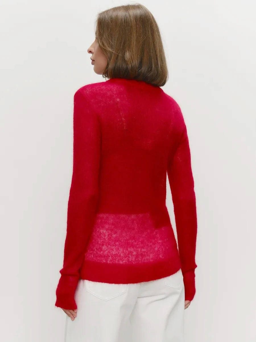 Women's Mohair Knit Jumper | Soft O-Neck Pullover