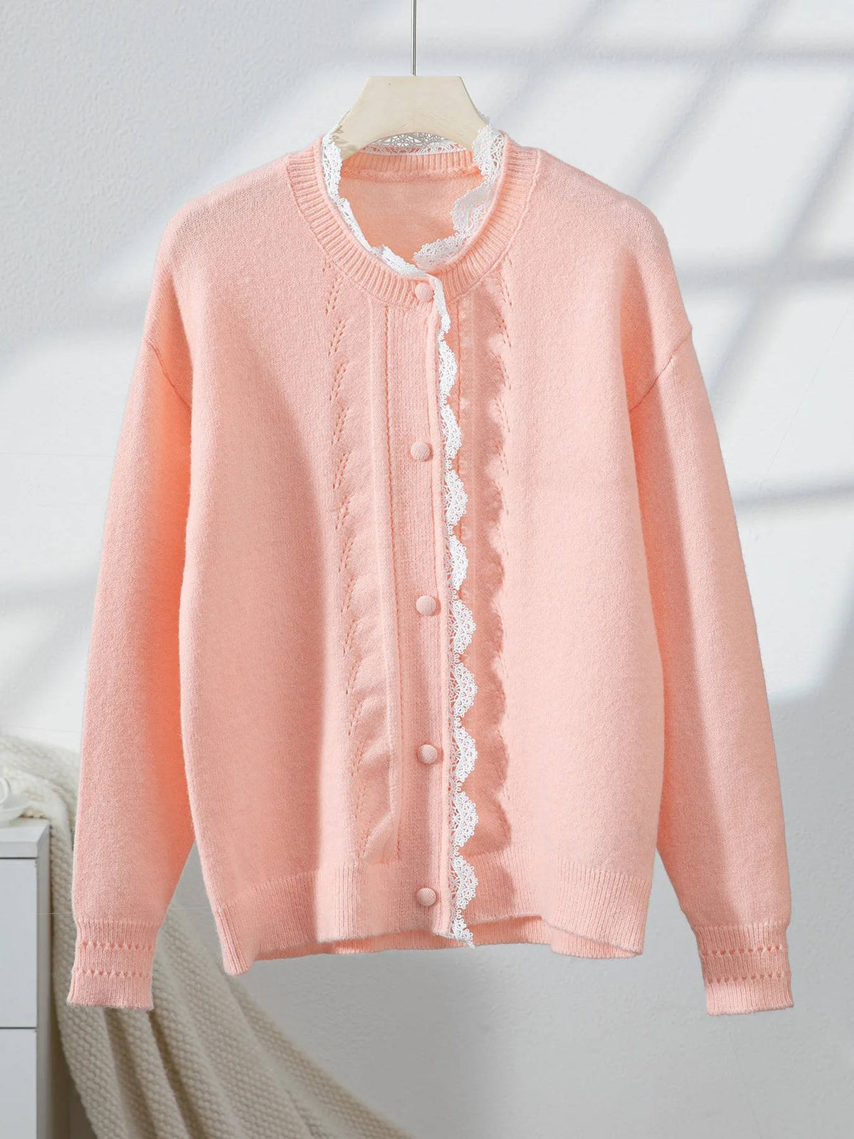 Women's Short Sleeve Crochet Cardigan