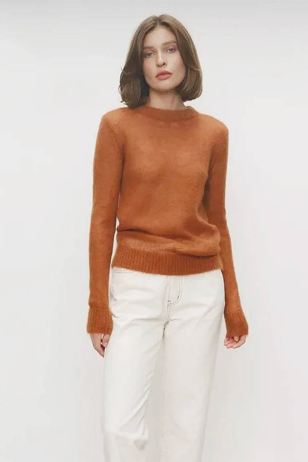 Women's Mohair Knit Jumper | Soft O-Neck Pullover