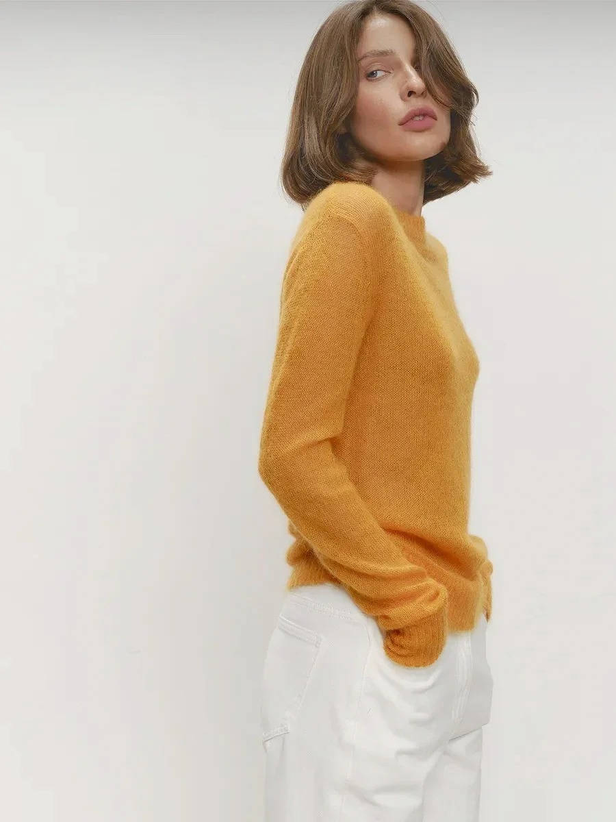 Women's Mohair Knit Jumper | Soft O-Neck Pullover
