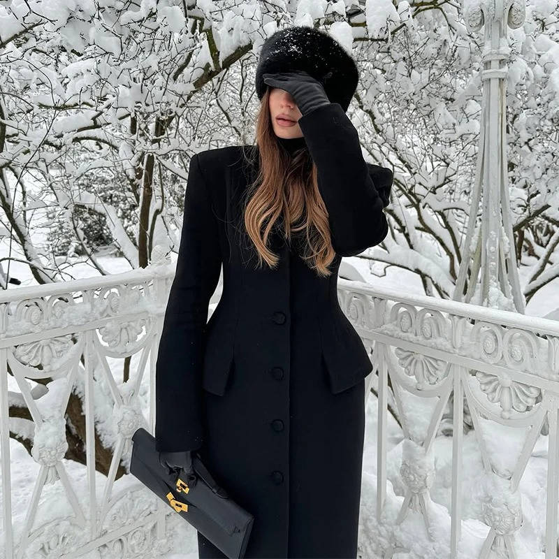 Women's Wool Winter Coat | Single Breasted Long Coat