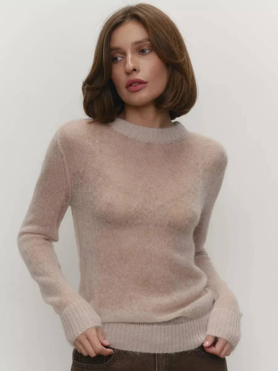 Women's Mohair Knit Jumper | Soft O-Neck Pullover