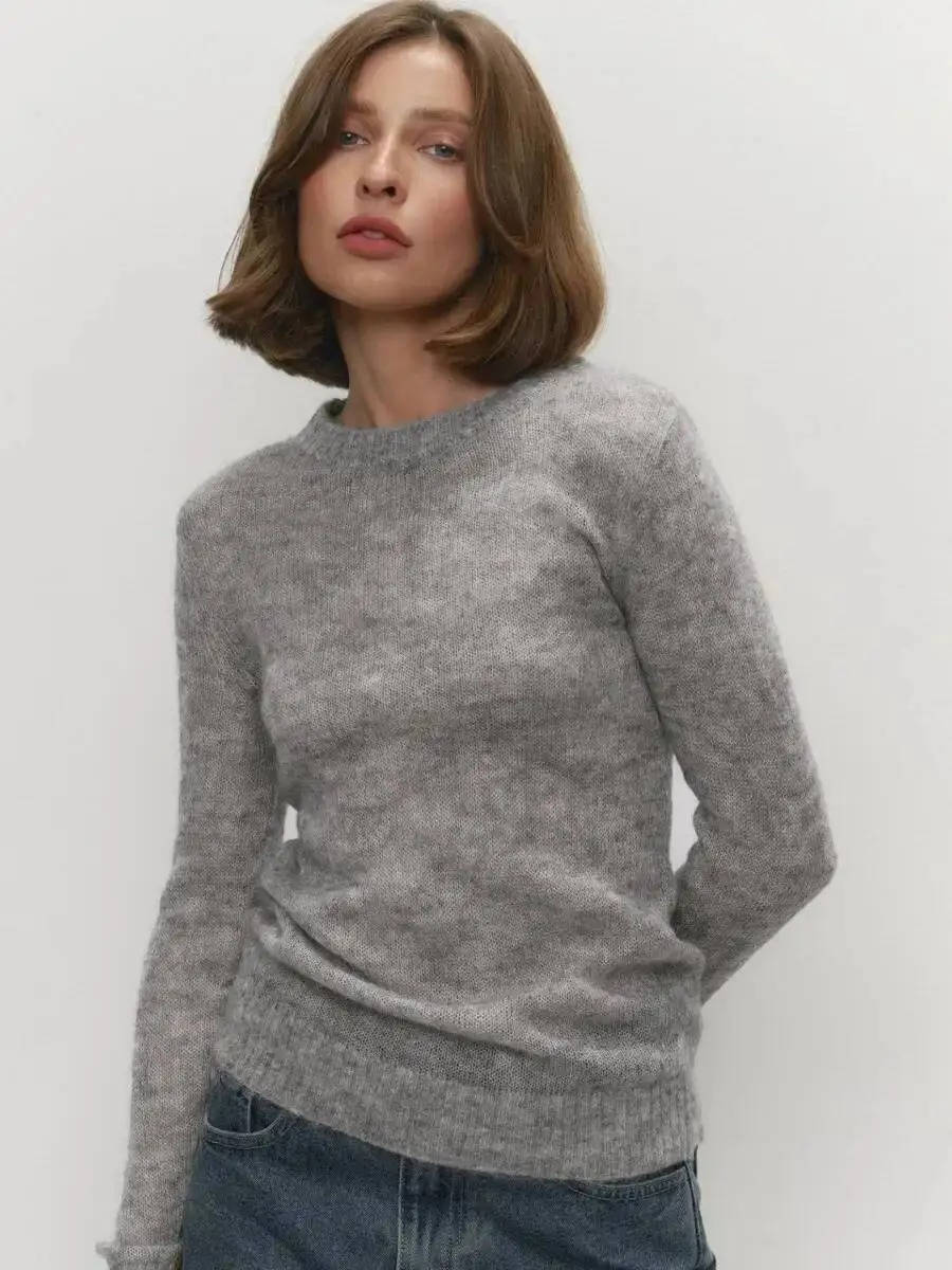 Women's Mohair Knit Jumper | Soft O-Neck Pullover