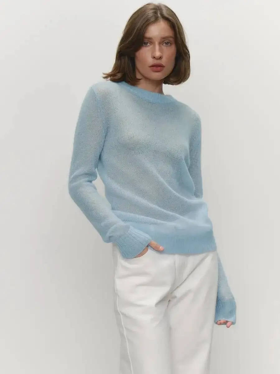 Women's Mohair Knit Jumper | Soft O-Neck Pullover