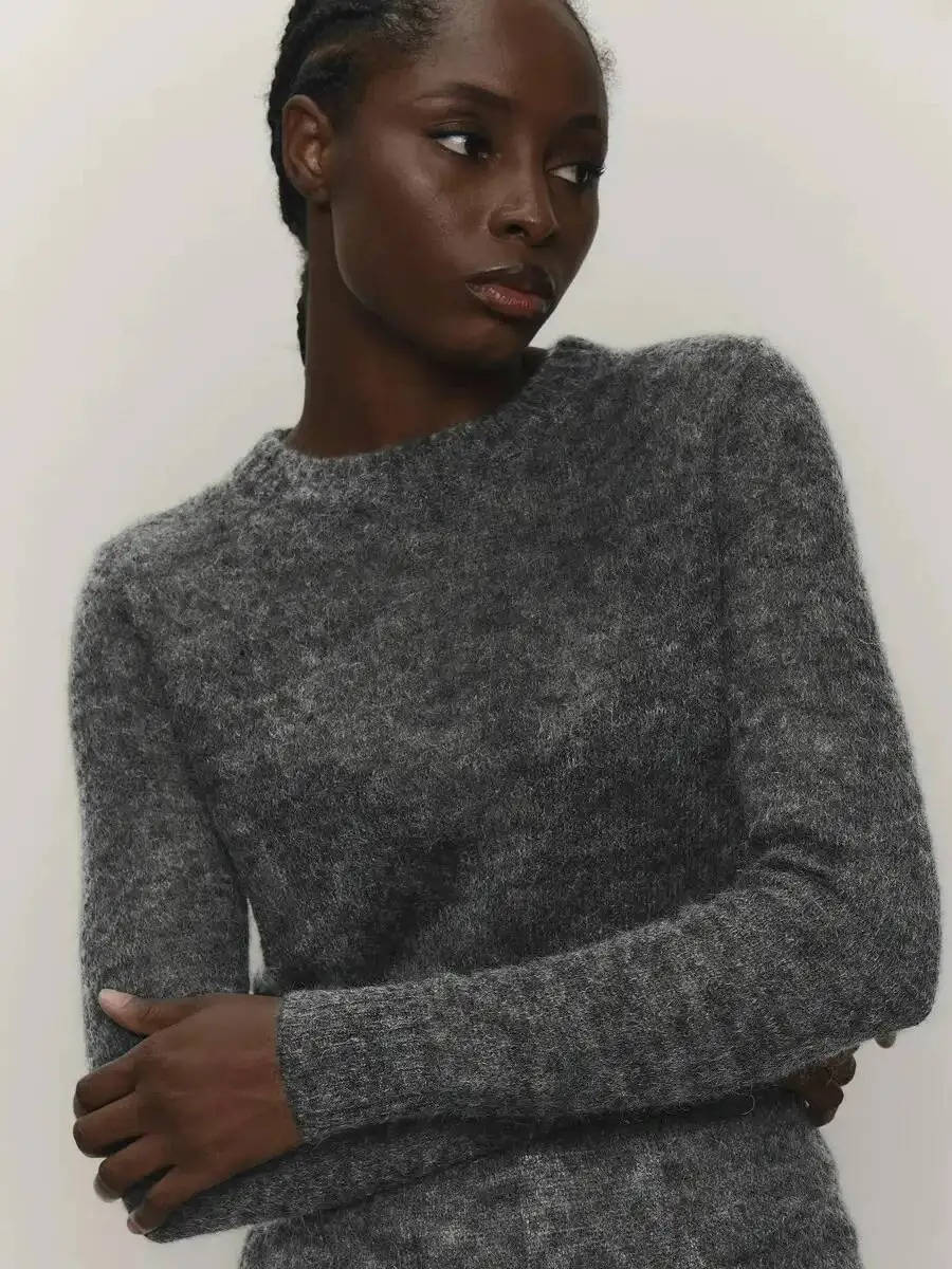 Women's Mohair Knit Jumper | Soft O-Neck Pullover