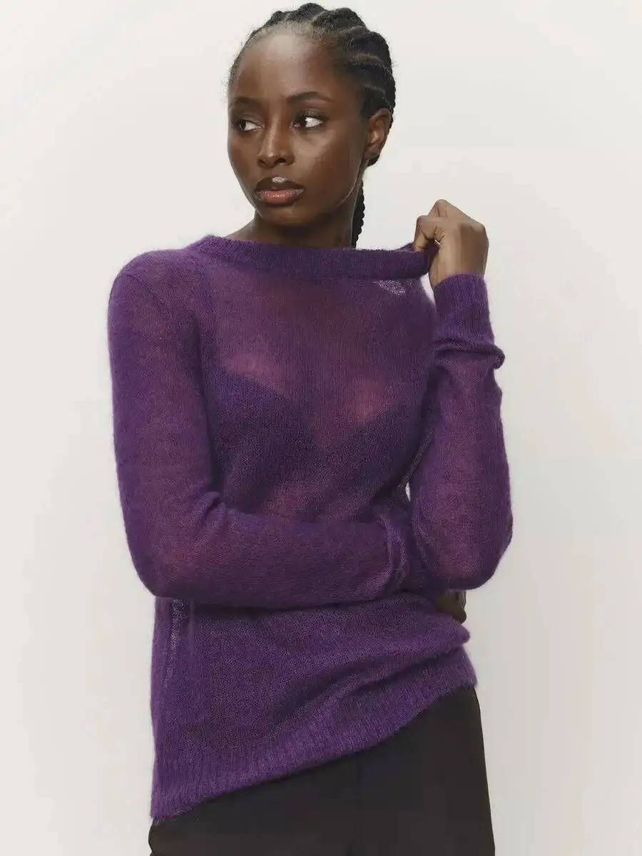 Women's Mohair Knit Jumper | Soft O-Neck Pullover