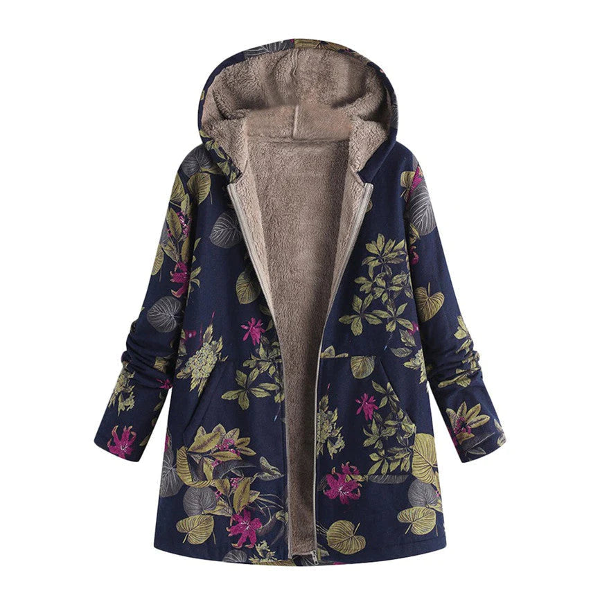 Bonnie | Hooded Floral Winter Plus Size Puffer Jacket