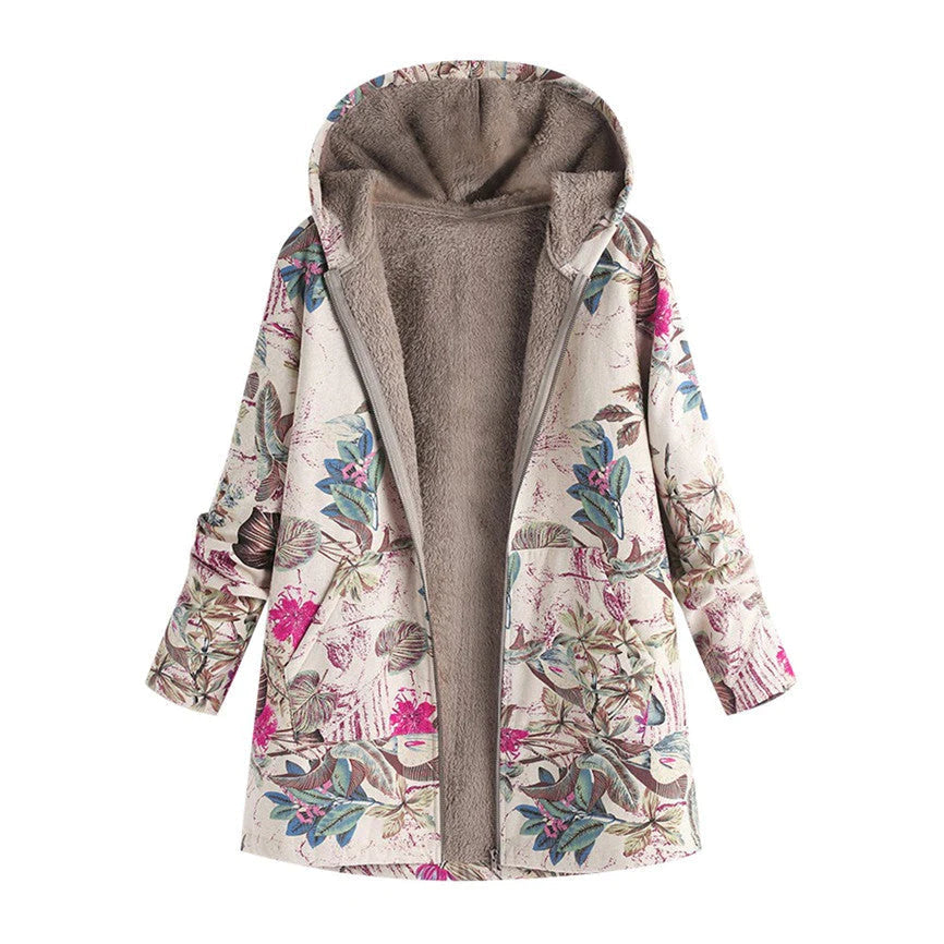 Bonnie | Hooded Floral Winter Plus Size Puffer Jacket