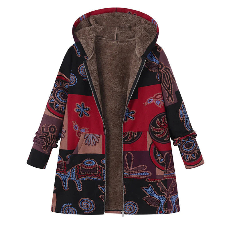 Bonnie | Hooded Floral Winter Plus Size Puffer Jacket