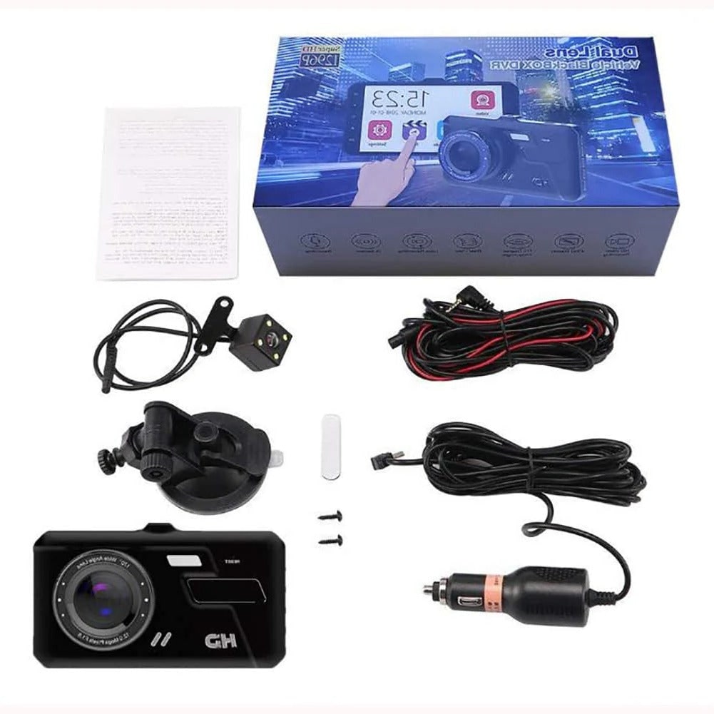 Dual Dash Cam 1080p Full HD Car Camera with Front and Rear View Lcd Screen and Waterproof