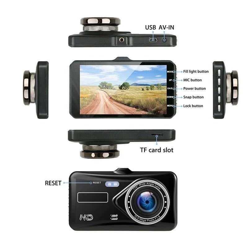 Dual Dash Cam 1080p Full HD Car Camera with Front and Rear View Lcd Screen and Waterproof