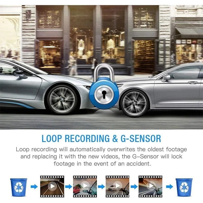 Dual Dash Cam 1080p Full HD Car Camera with Front and Rear View Lcd Screen and Waterproof