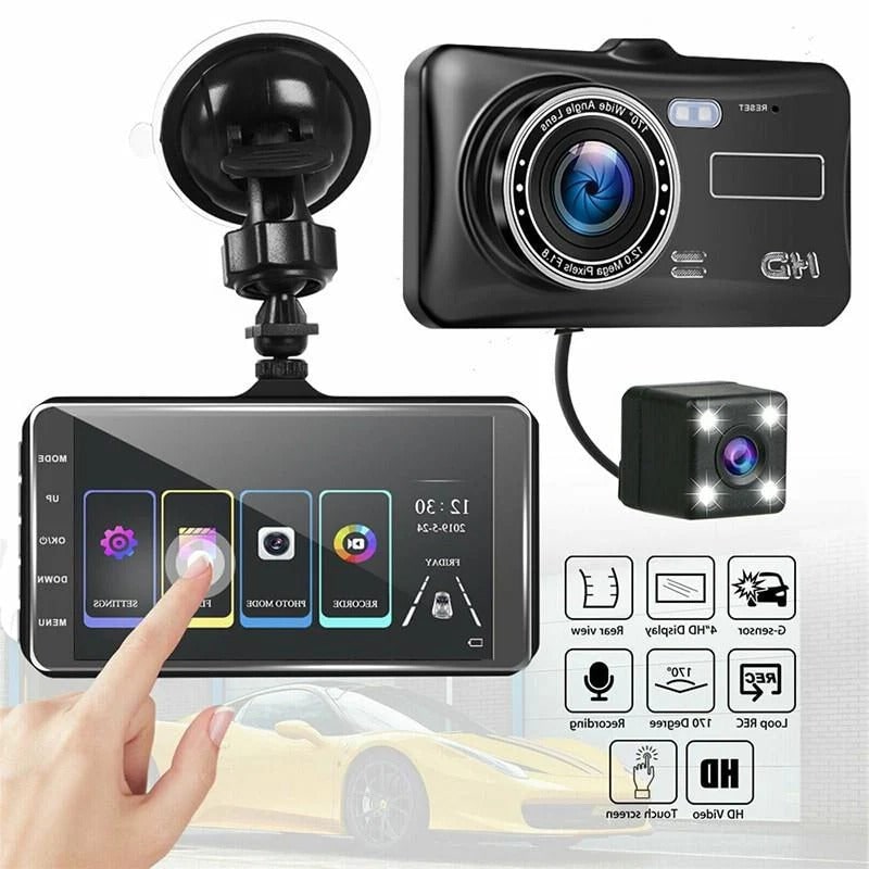 Dual Dash Cam 1080p Full HD Car Camera with Front and Rear View Lcd Screen and Waterproof