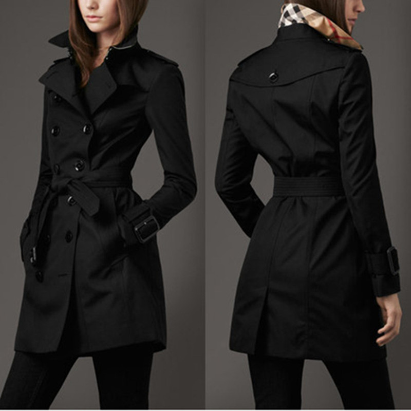 Women's Slim Fit Double-Breasted Trench Coat