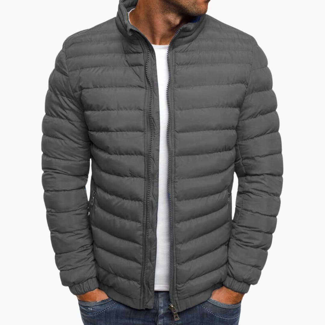 Men’s Lightweight Puffer Jacket with Stand Collar