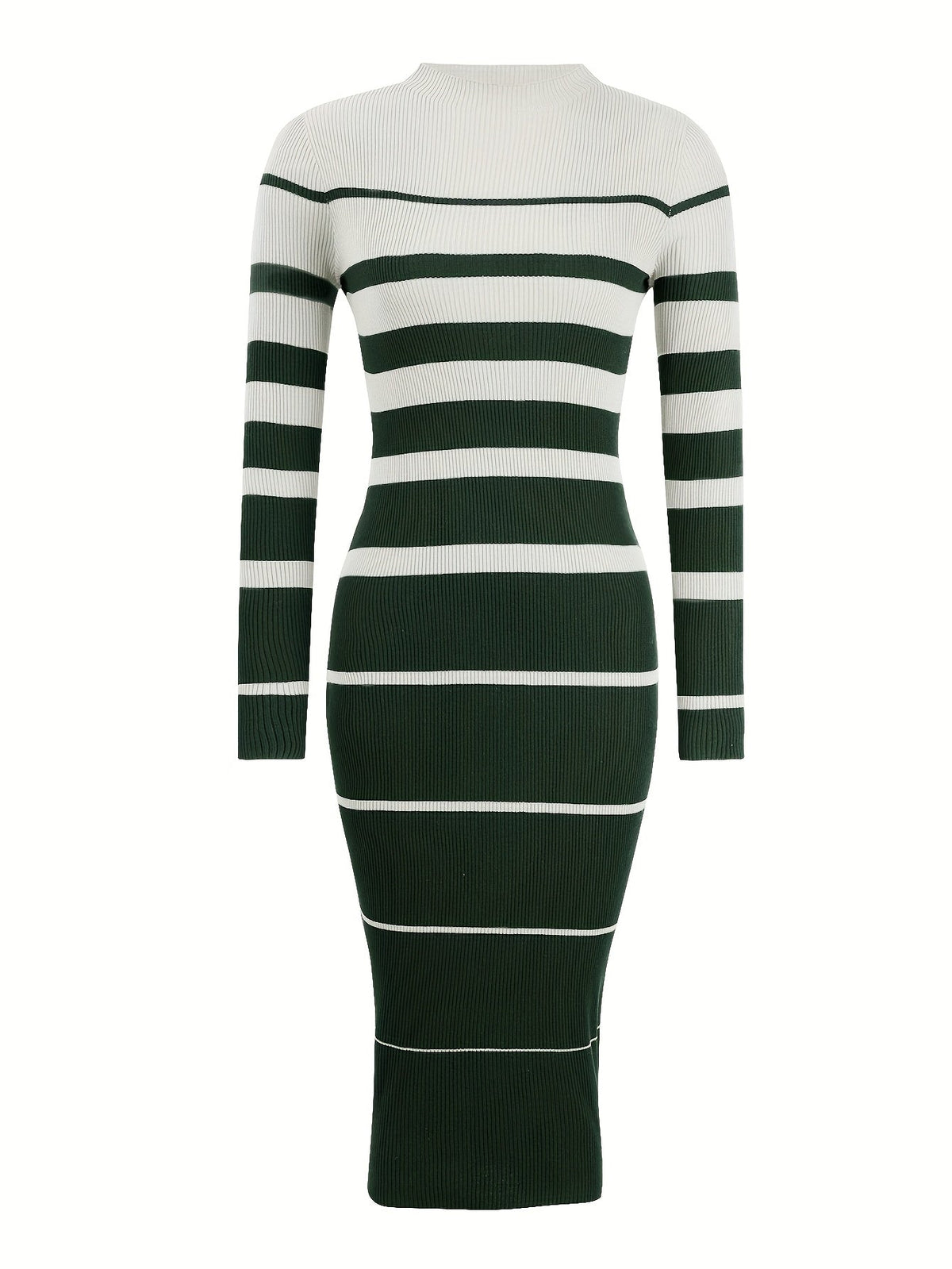 Saskia | Striped Fitted Knit Long Sleeve Sweater Dress