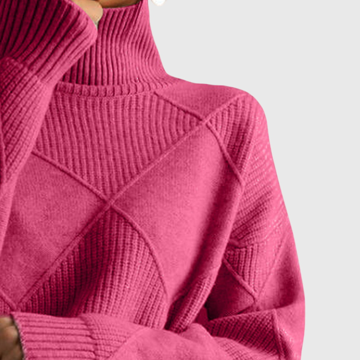 Wrenna | Roll Neck Diagonal Seam Detail Turtleneck Sweater