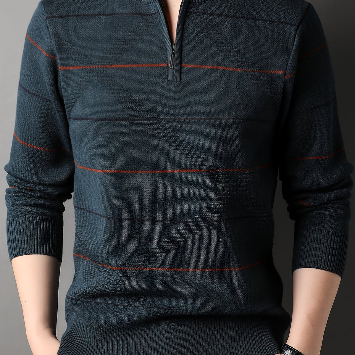 Garrick | Refined Striped Zip-Neck Sweater