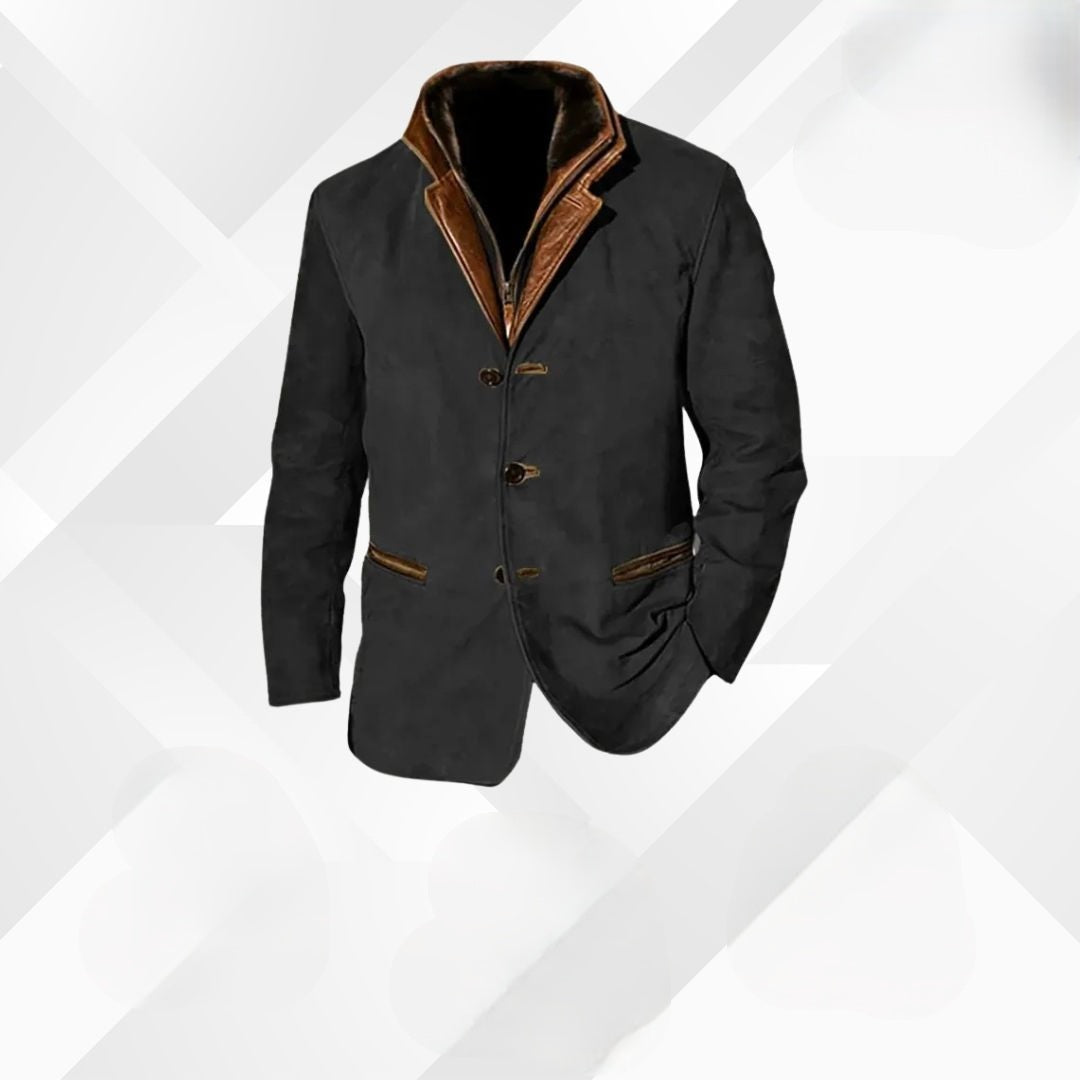 Elijah | Men's Suede Jacket Leather Trim Dress Jacket