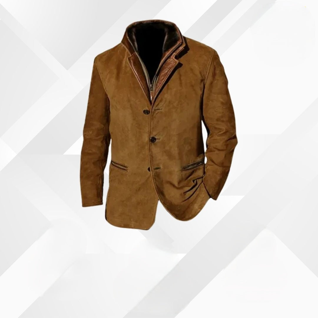 Elijah | Men's Suede Jacket Leather Trim Dress Jacket