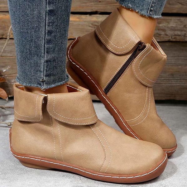 Camilla | Vintage-Style Contrast Stitching Ankle Boots