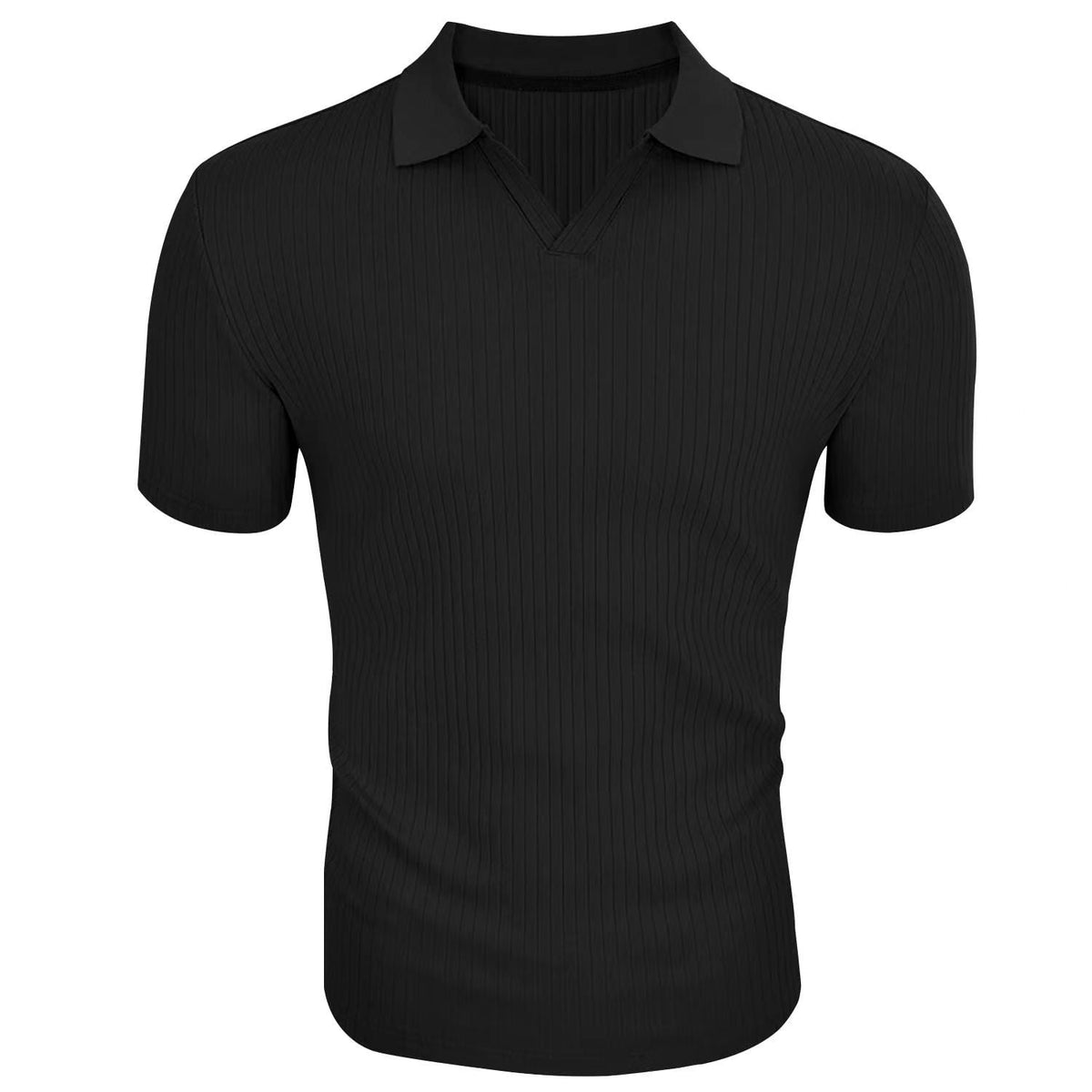 Men's Textured Polo Shirt | Short Sleeve Fitted Knit Top