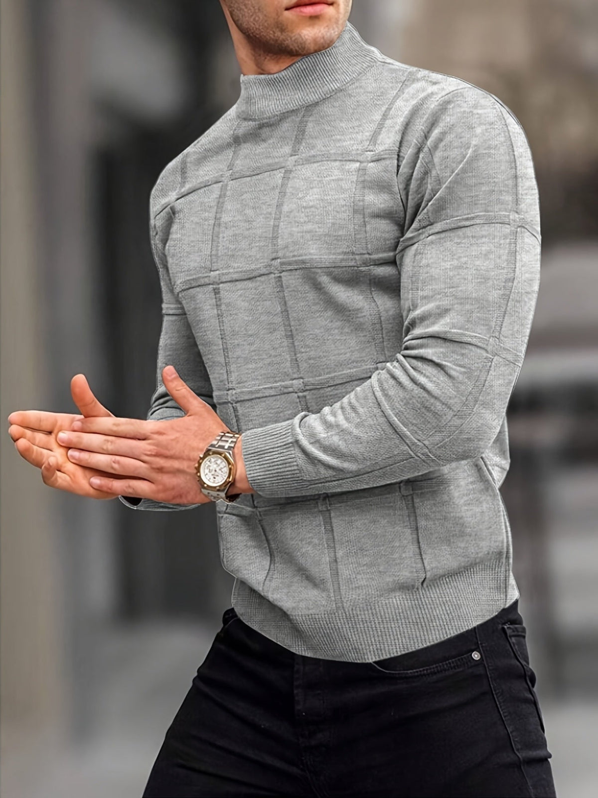 Men's Cotton Roll Neck Knit Jumper