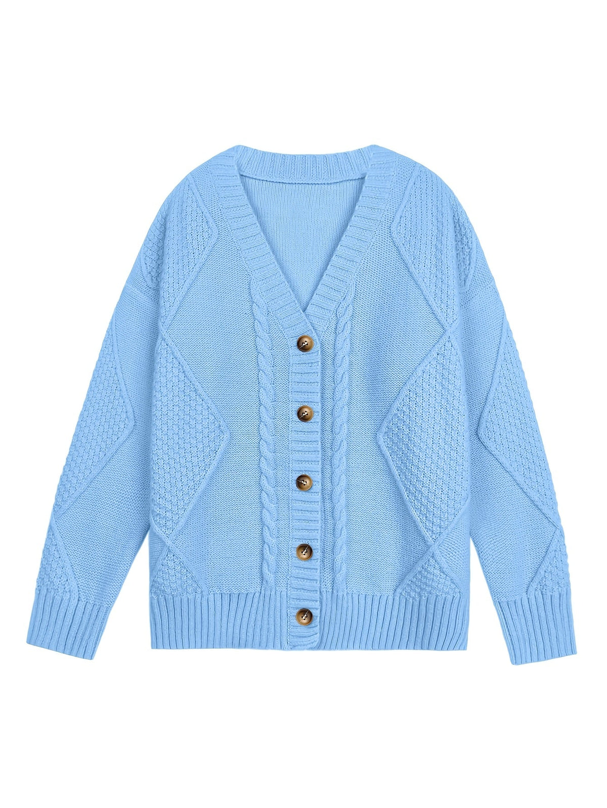 Cora | Cable Knit Button-Front V-Neck Cardigan