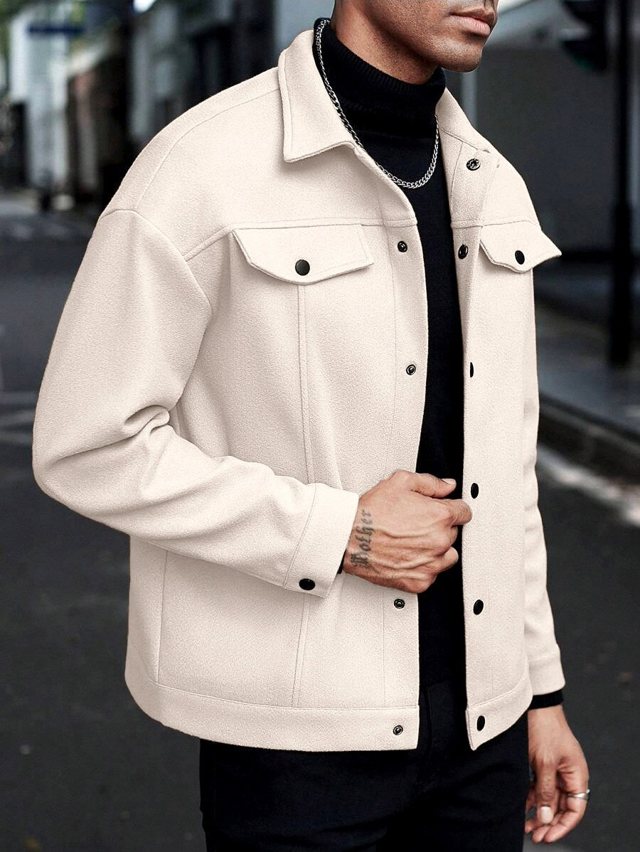 Elbert - Men's Collared Snap Button Jacket