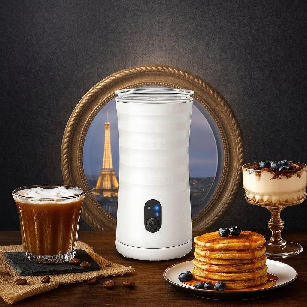 Electric Automatic Milk Frother with Steamer and Clear Lid for Cappuccino Latte