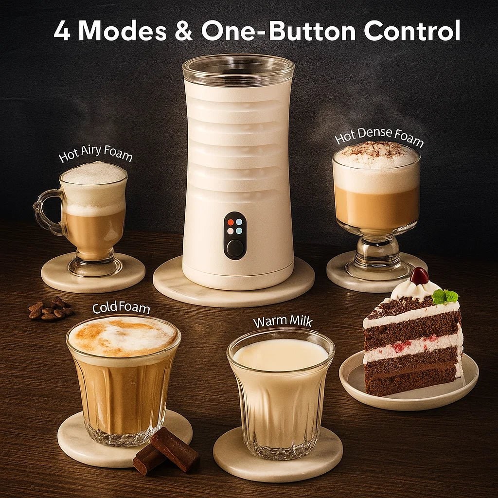 Electric Automatic Milk Frother with Steamer and Clear Lid for Cappuccino Latte