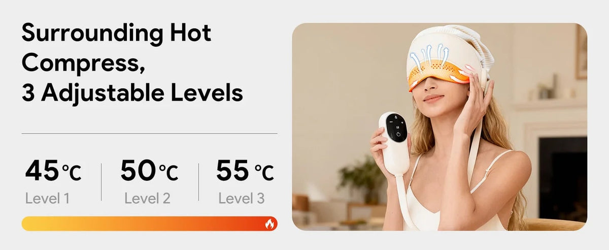 Electric Head and Scalp Massager Eye Compress and Air Pressure Heated Therapy And Stone Massage