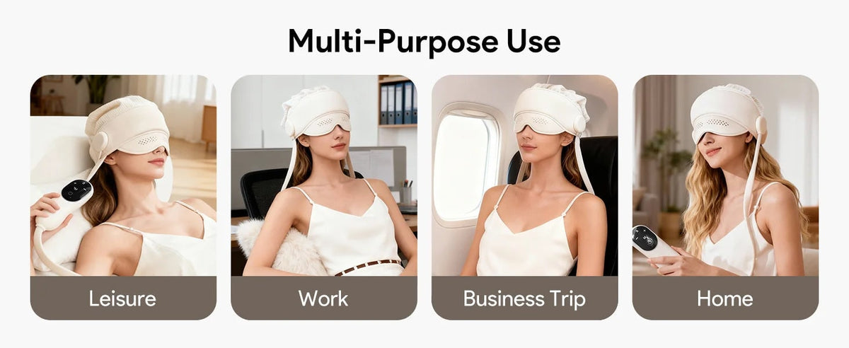 Electric Head and Scalp Massager Eye Compress and Air Pressure Heated Therapy And Stone Massage