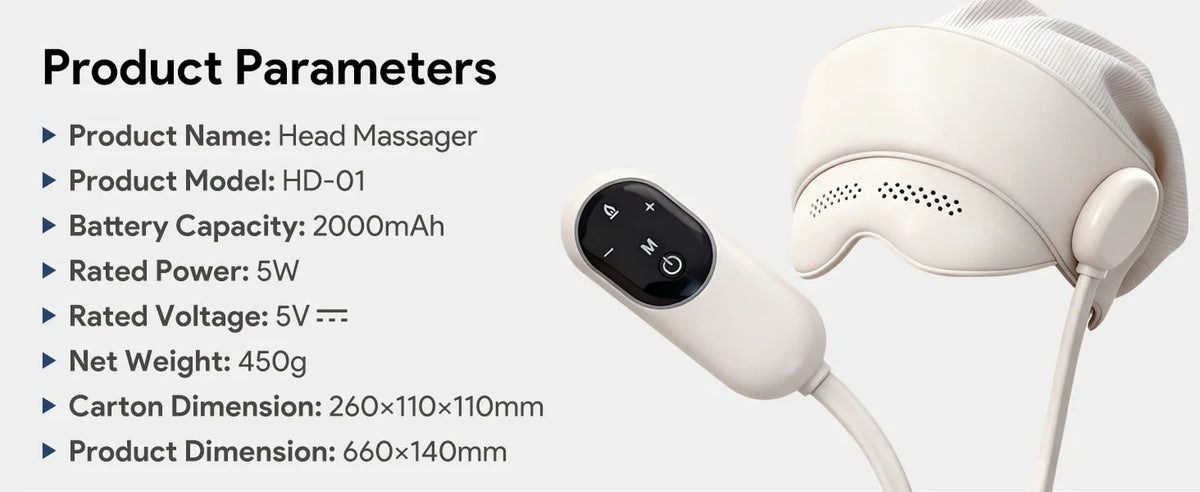 Electric Head and Scalp Massager Eye Compress and Air Pressure Heated Therapy And Stone Massage