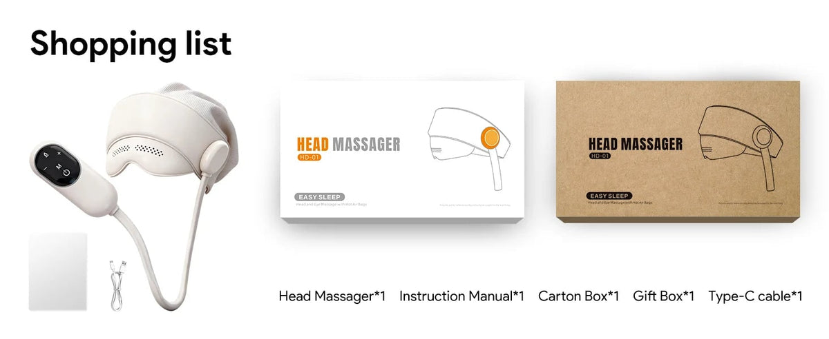 Electric Head and Scalp Massager Eye Compress and Air Pressure Heated Therapy And Stone Massage