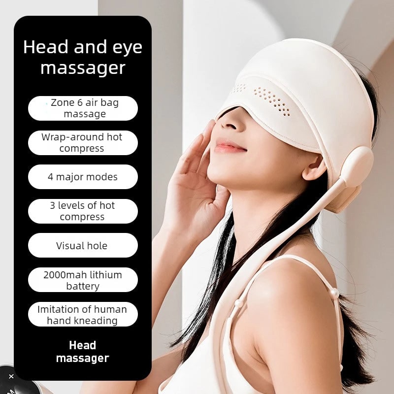 Electric Head and Scalp Massager Eye Compress and Air Pressure Heated Therapy And Stone Massage
