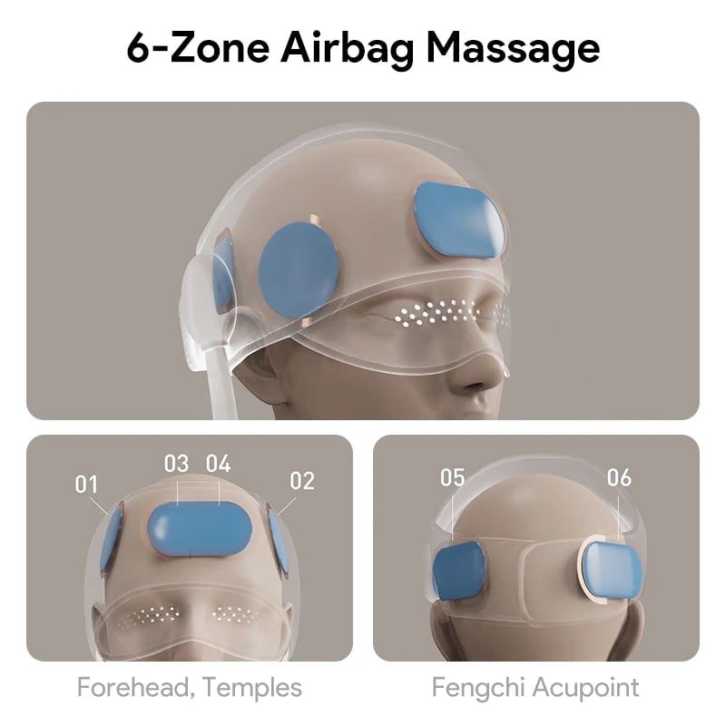 Electric Head and Scalp Massager Eye Compress and Air Pressure Heated Therapy And Stone Massage