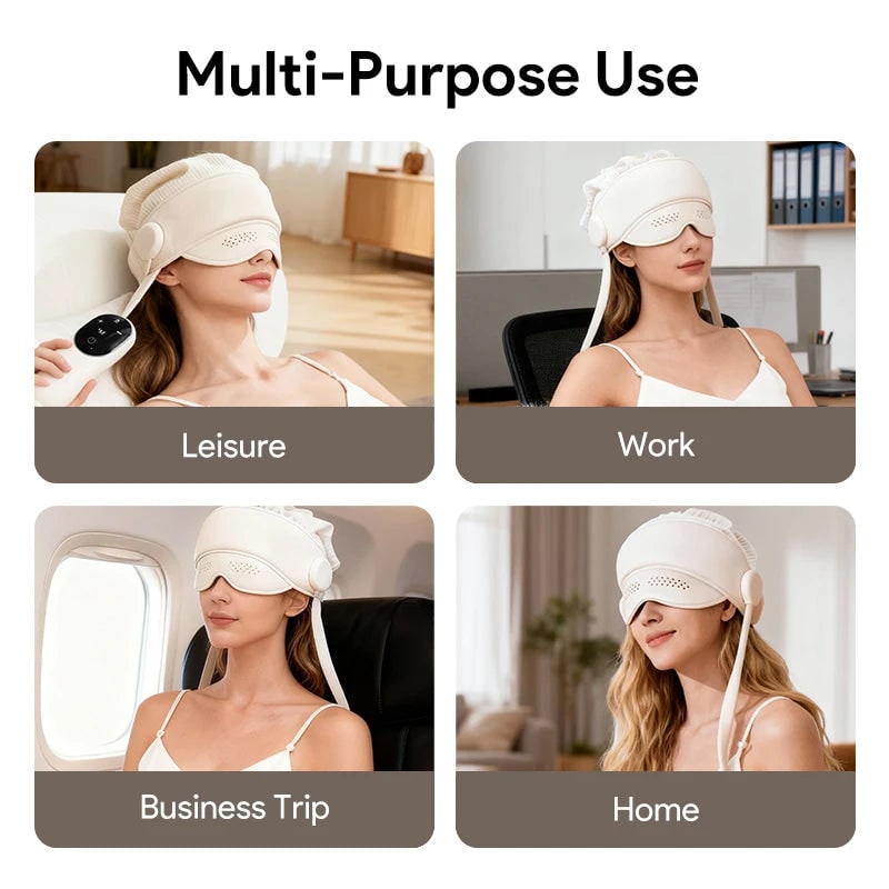 Electric Head and Scalp Massager Eye Compress and Air Pressure Heated Therapy And Stone Massage