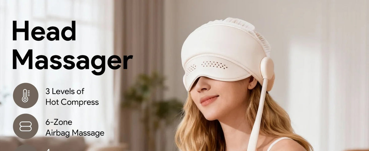 Electric Head and Scalp Massager Eye Compress and Air Pressure Heated Therapy And Stone Massage